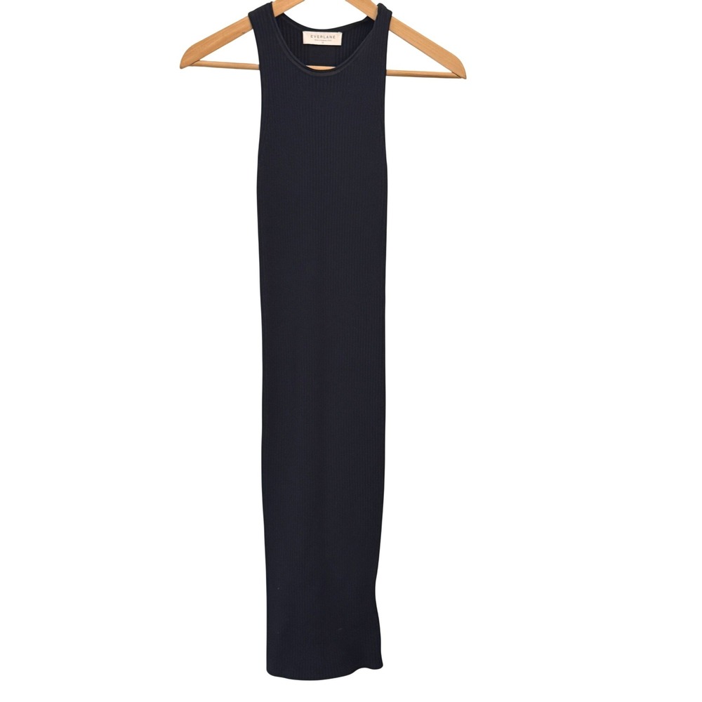 Everlane Ribbed‎ Midi Dress Womens XS Navy Blue Excellent Racerback Sleeveless